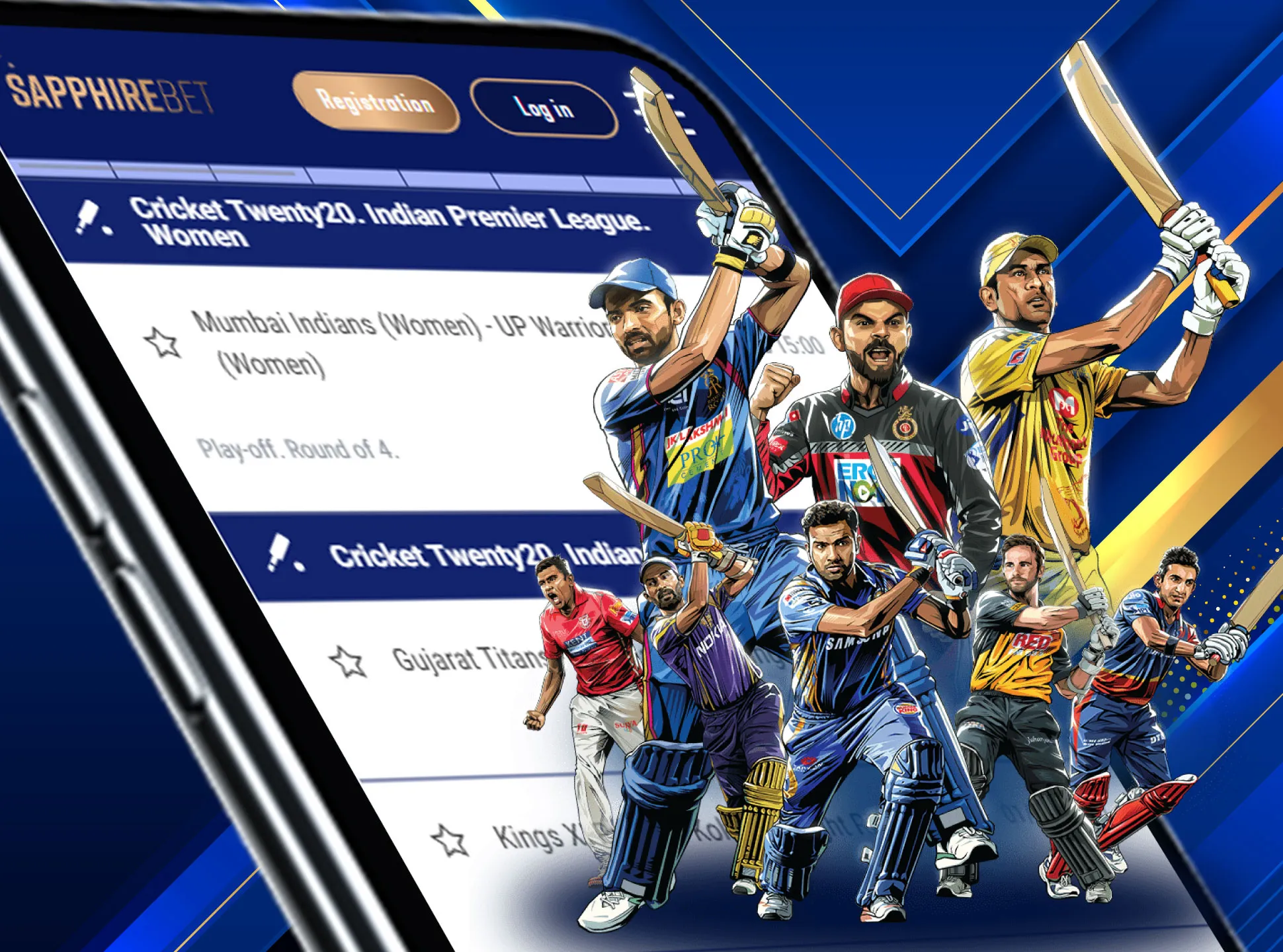 Use the Sapphirebet app to place bets on the cricket matches.