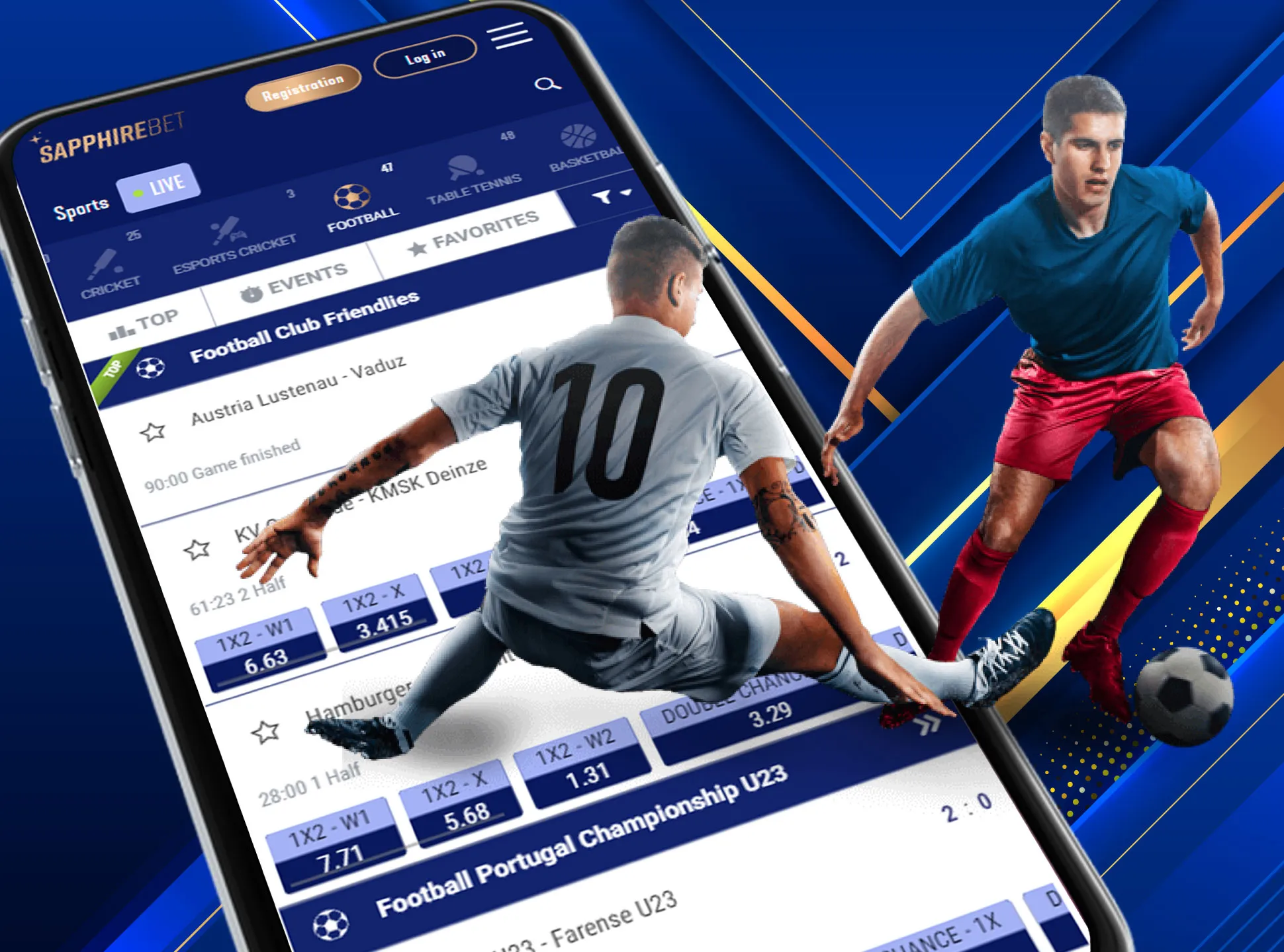 Choose your favorite football team and place on its win in the Sapphirebet app.