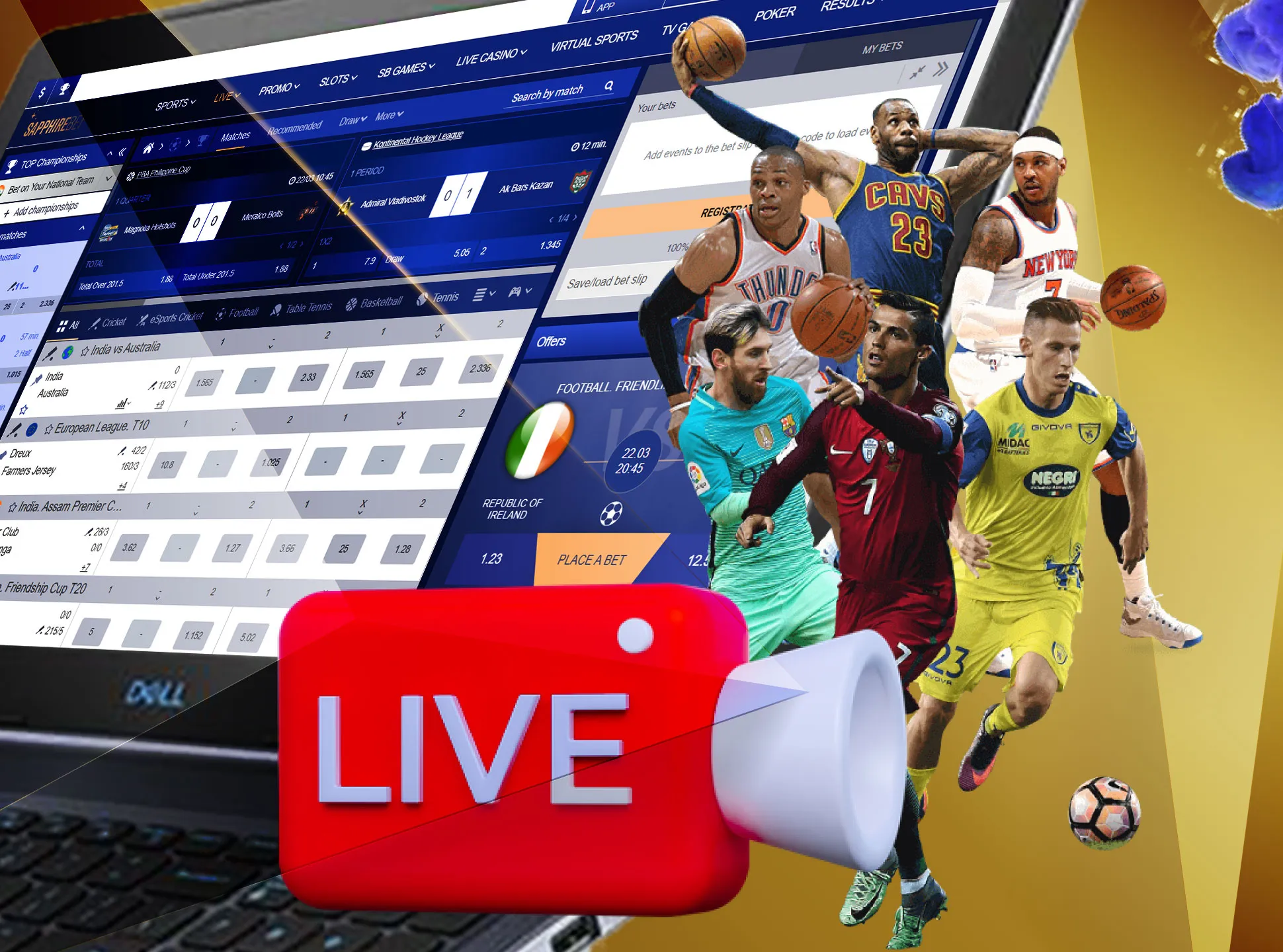 On Sapphirebet you can watch the matches and place bets during the match.