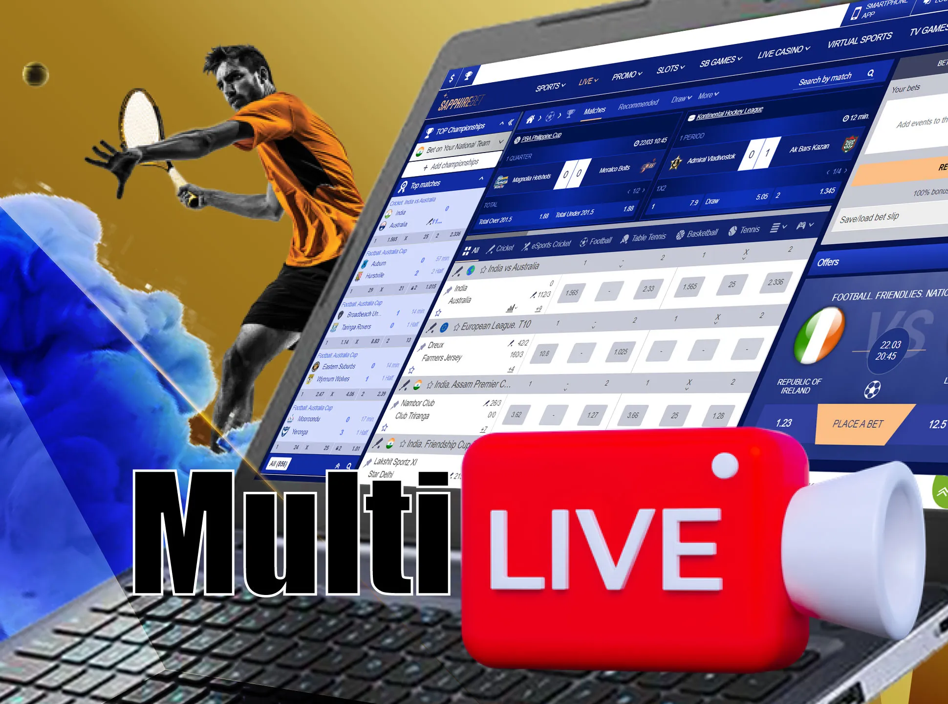 Multi live feature allows you betting on several macthes simultaniously.