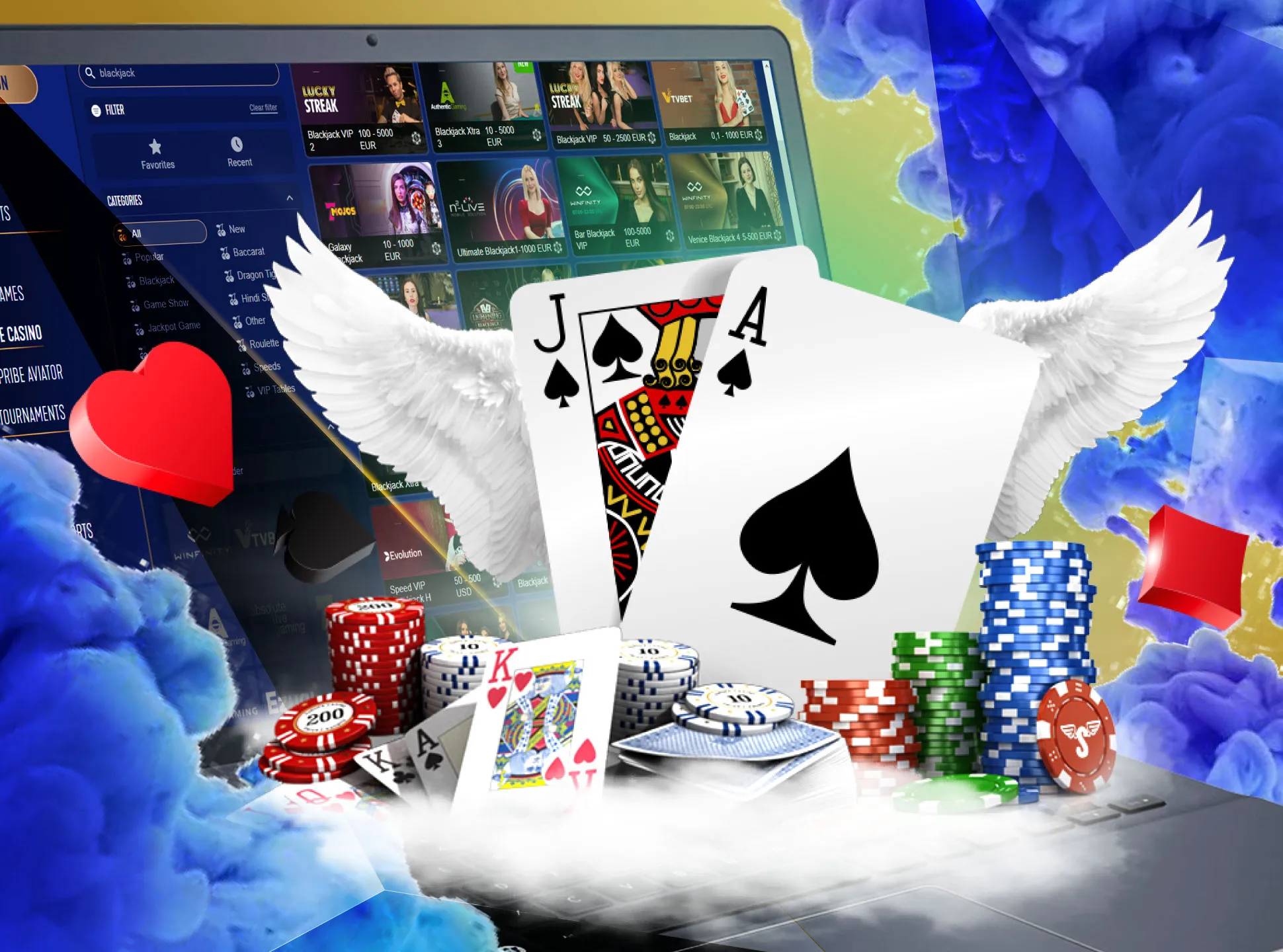 Collect 21 points to win the Sapphirebet blackjack.