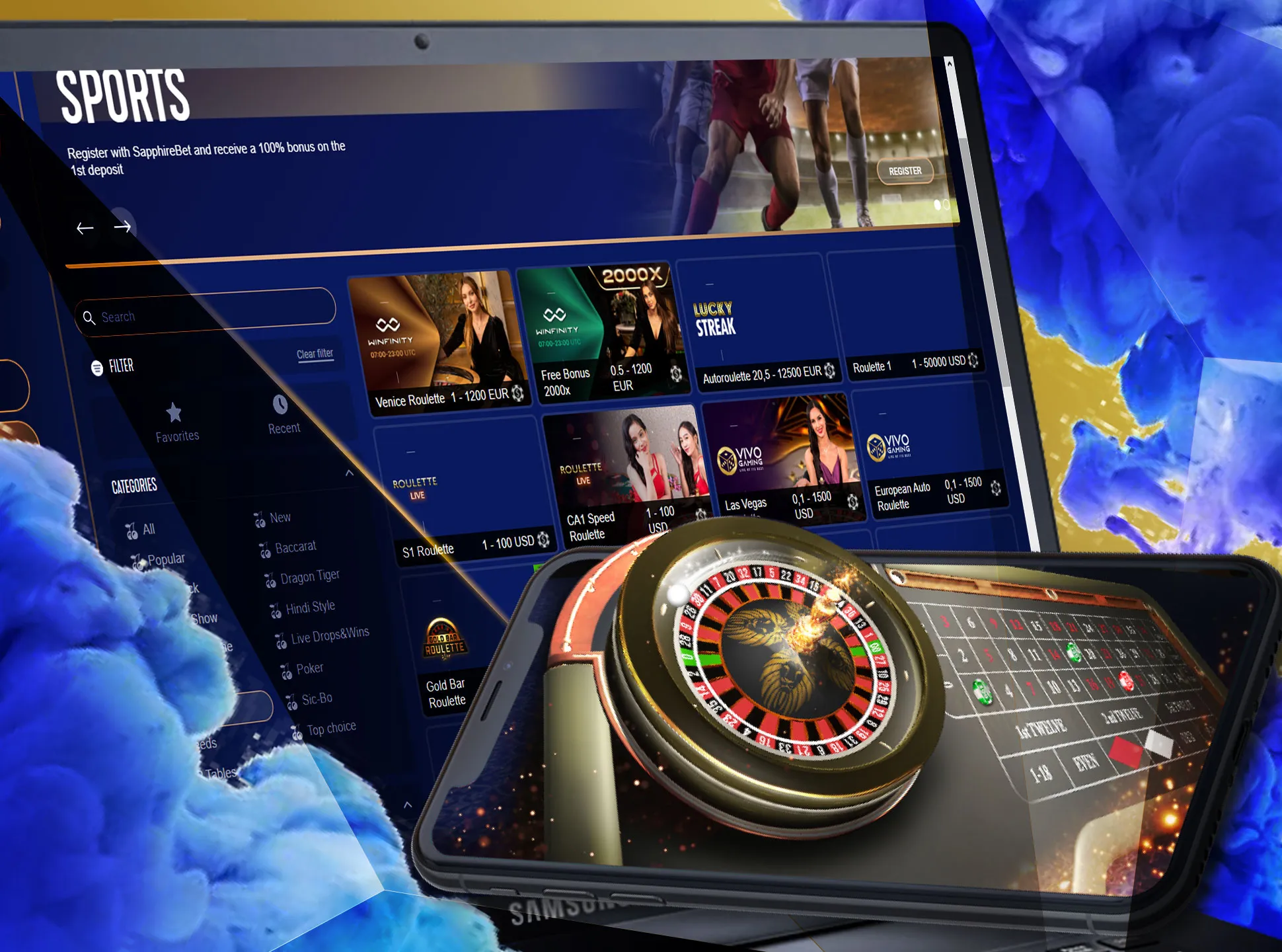 European roulette is also presented in the Sapphirebet casino.