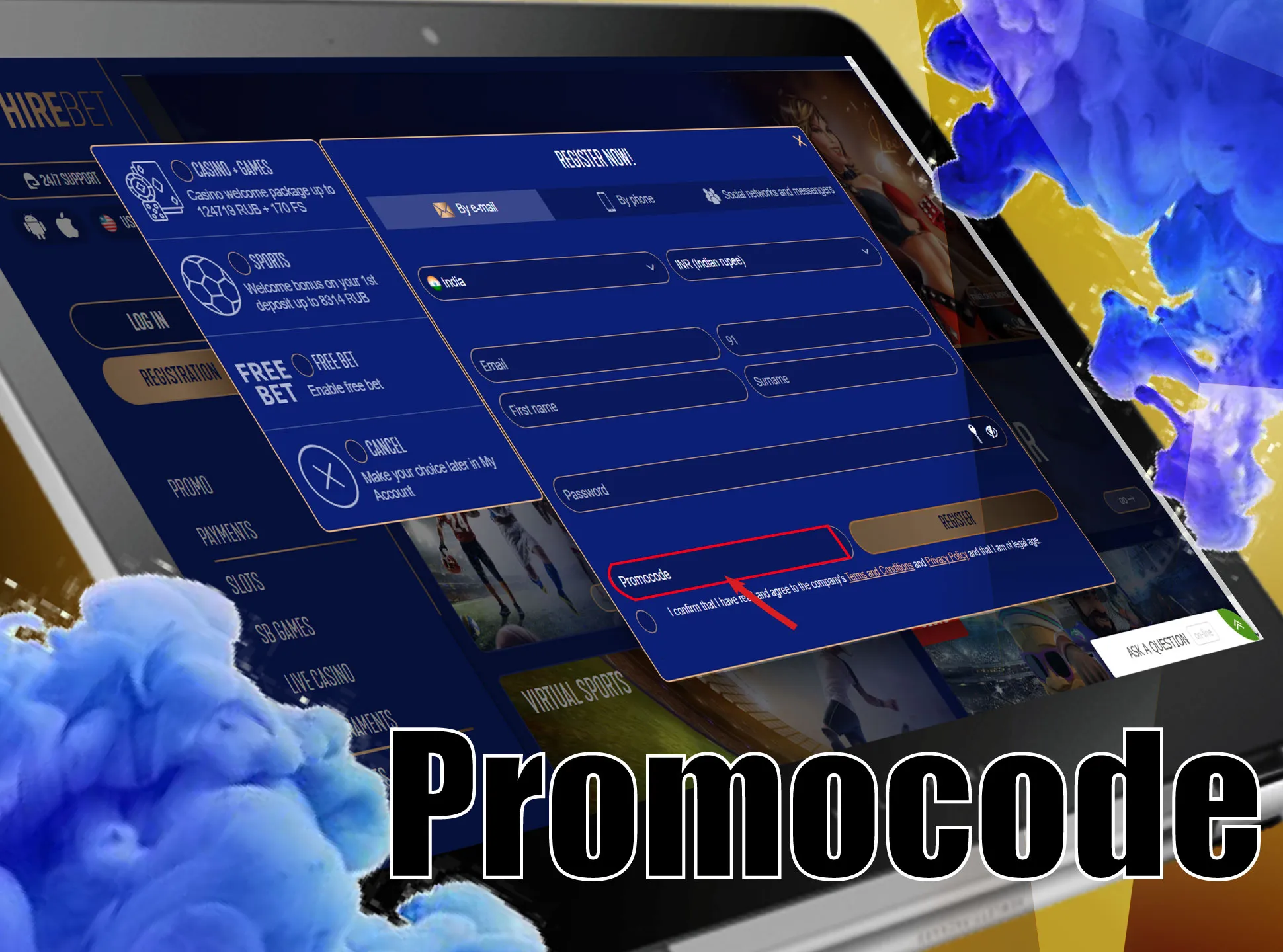 Enter the promo code to get additional bonuses from Sapphirebet.