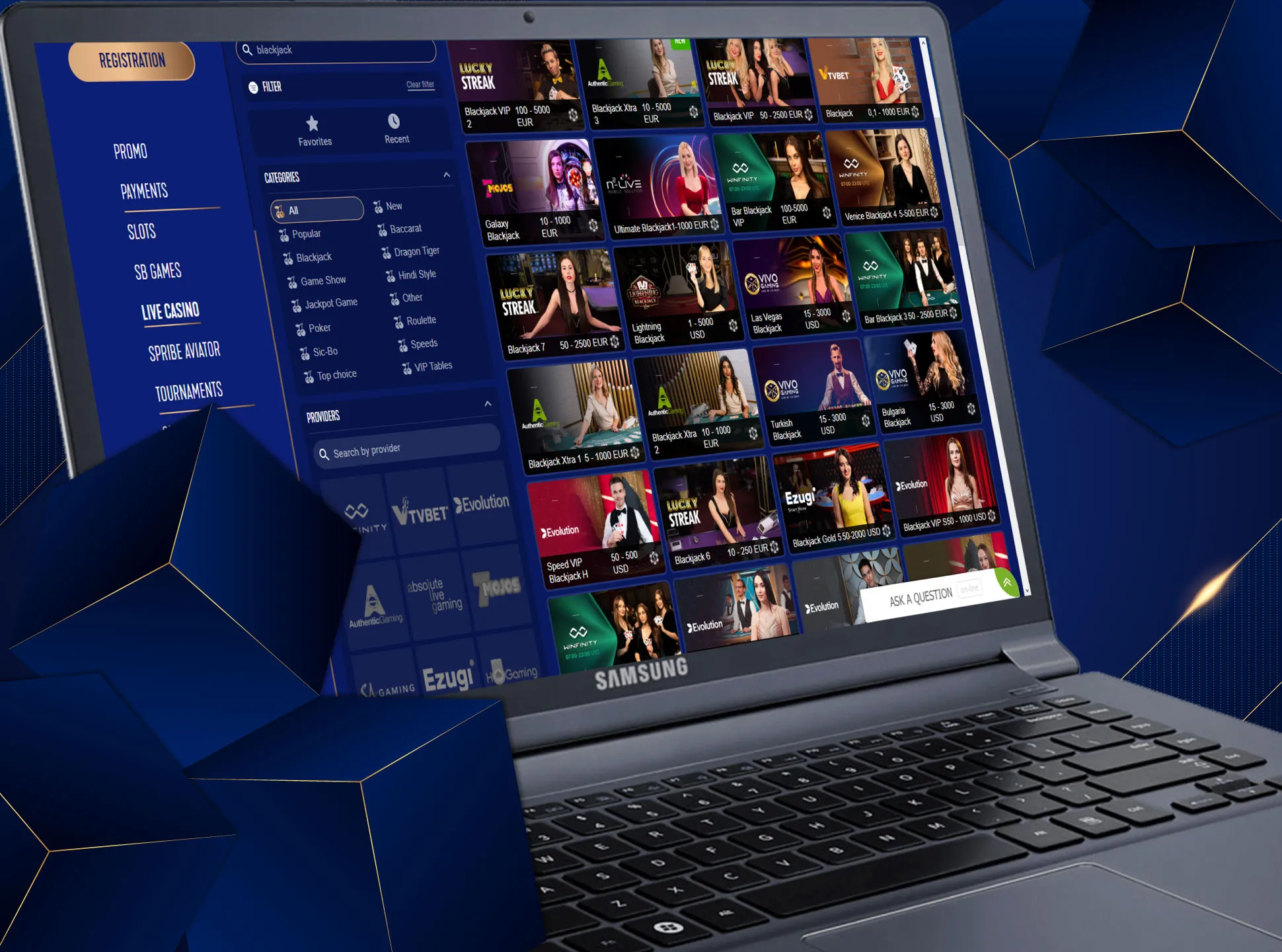 You will finf a thousand of sports events to bet on and lots of casino games on Saphirebet.