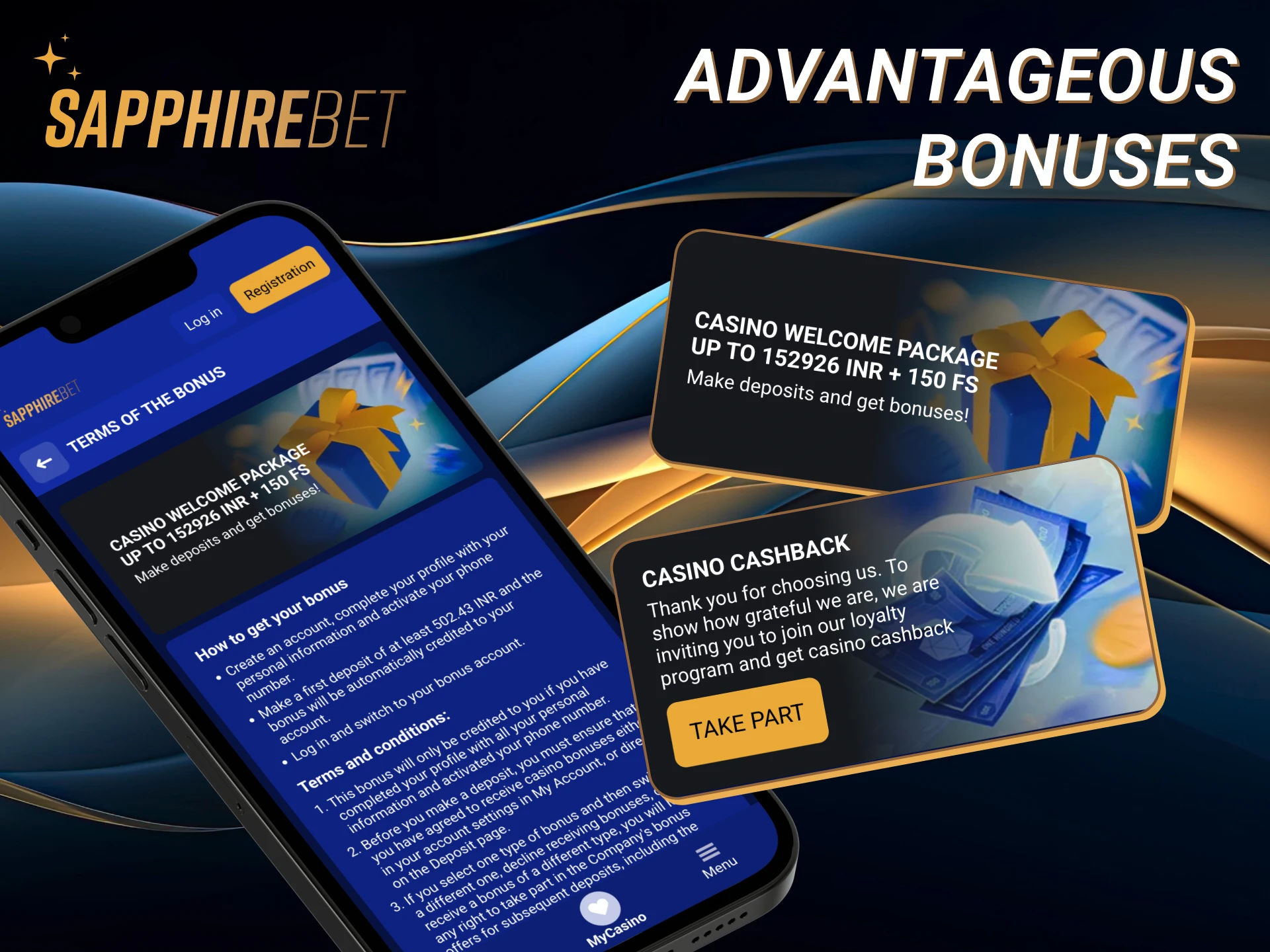 Every Sapphirebet player gets lots of various bonuses and promo activities.
