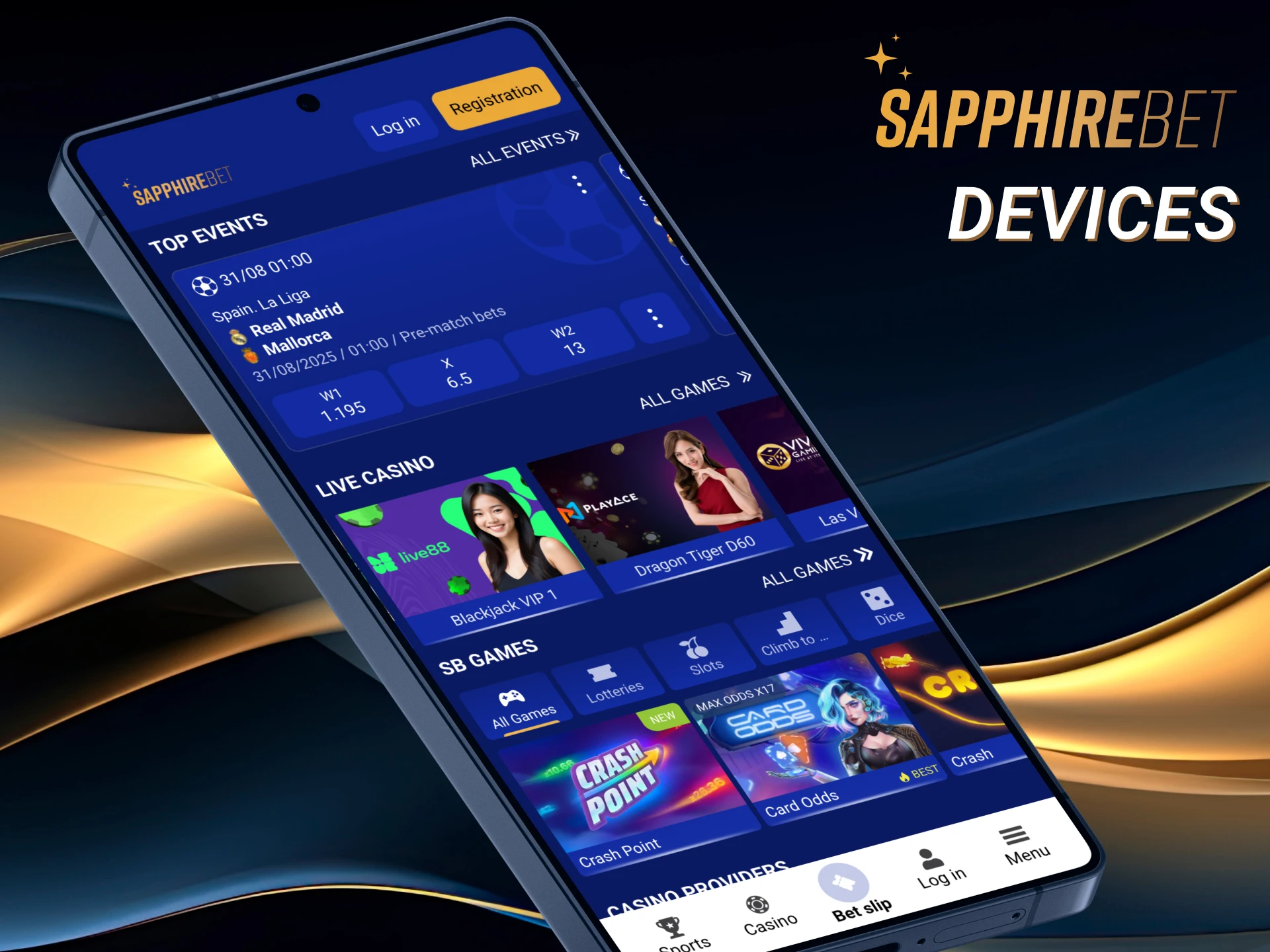 Most od the modern Android devices can install the Sapphirebet app.