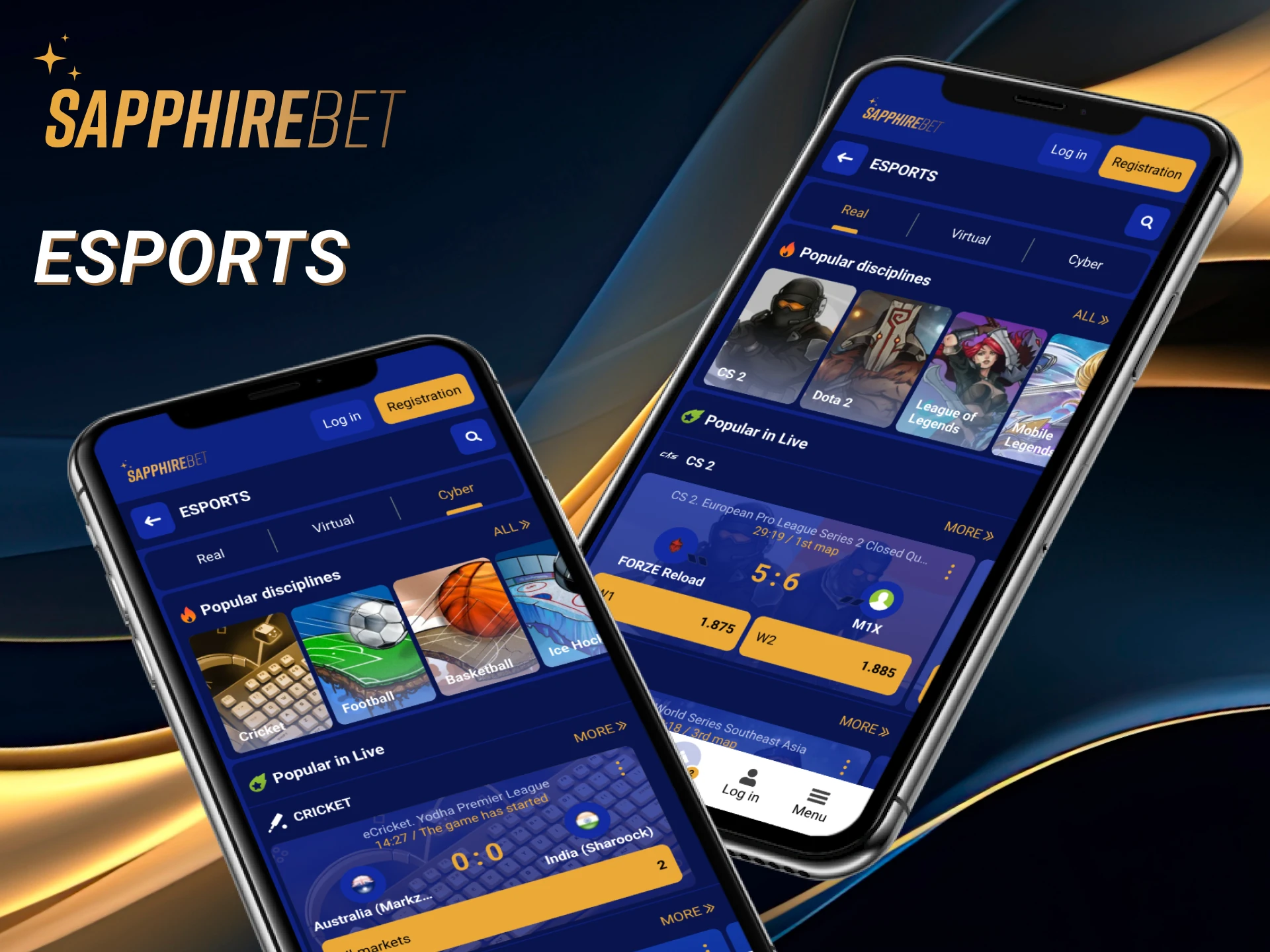 Esports is also available for betting in the app.