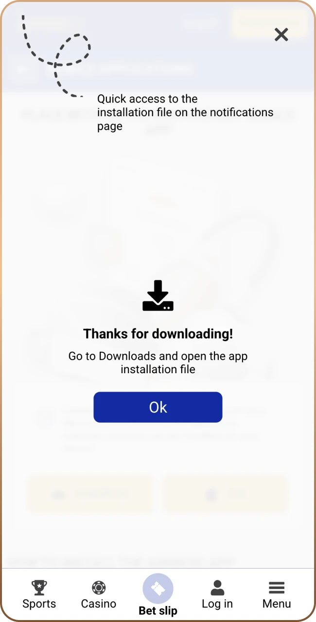 Open the Sapphirebet website and start downloading the app.
