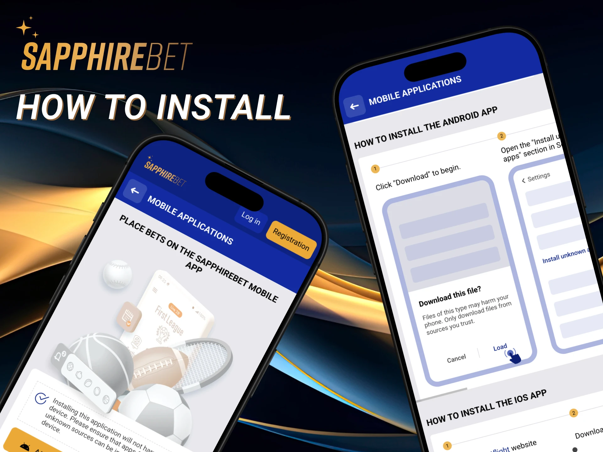 To install the Sapphirebet app you should download the apk file first.