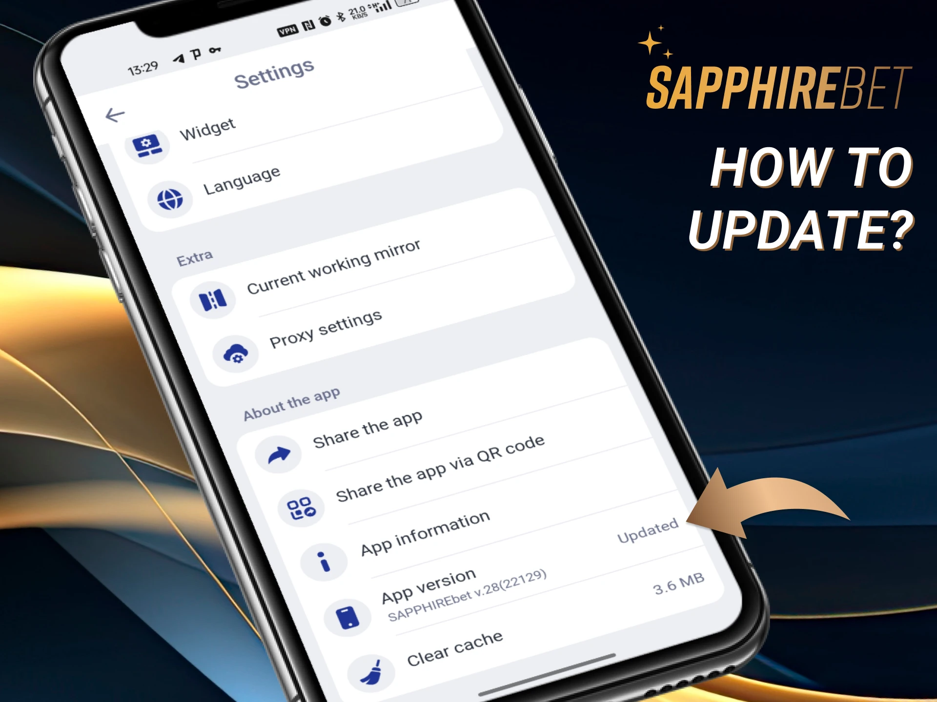Keep the app updated to have a great betting experience on Sapphirebet.