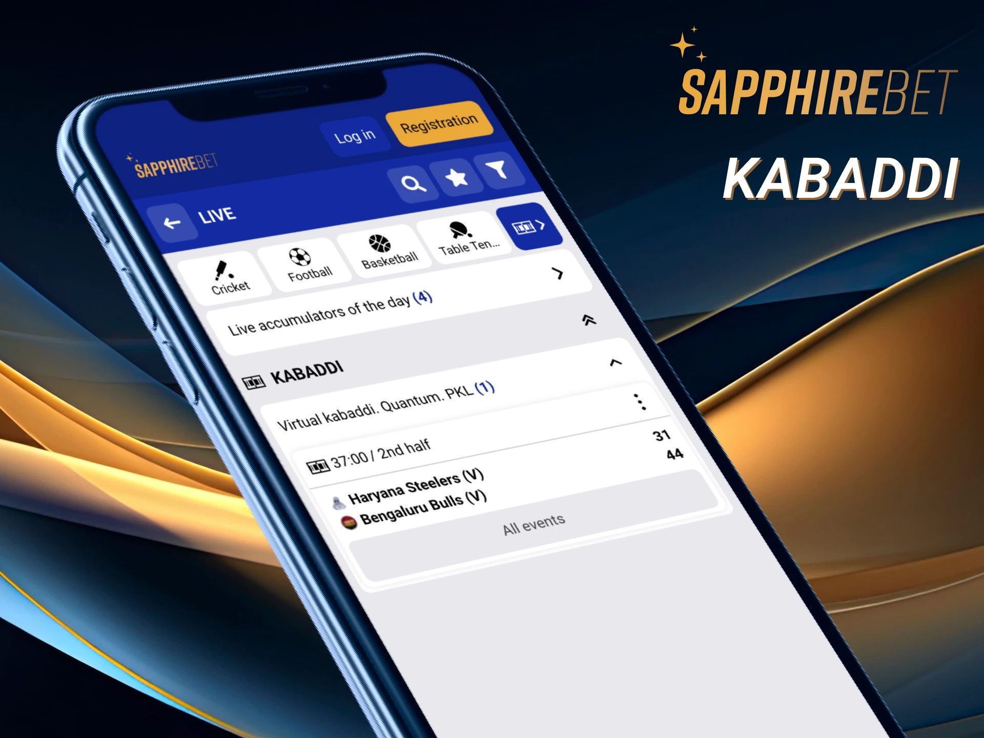Bet on the kabaddi events right via your smartphone.