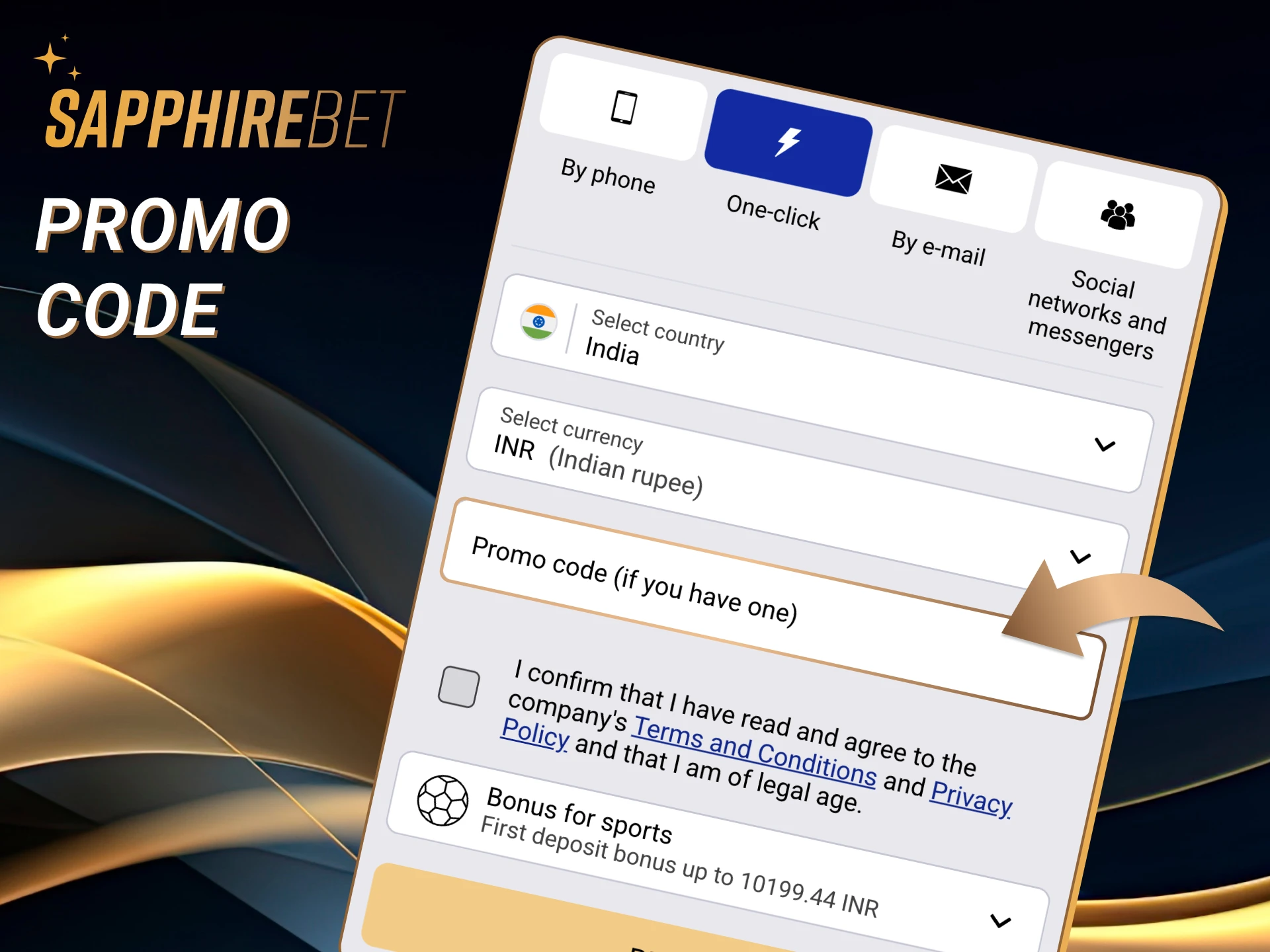 Enter the promo code while register and get additional bonuses.