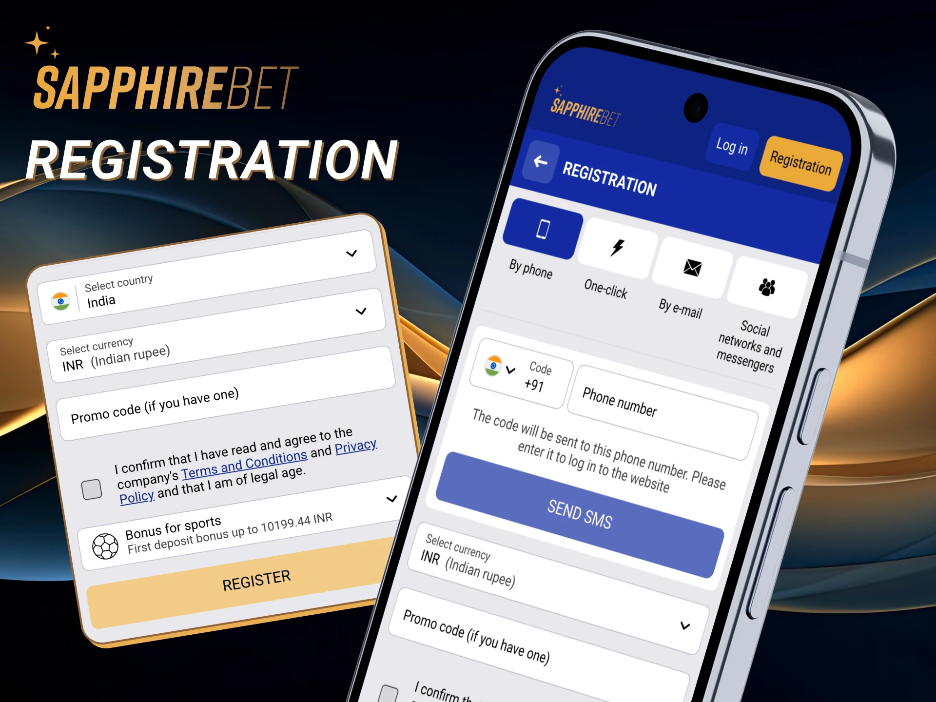 Fill in all the fields in the registration form to create your Sapphirebet account.