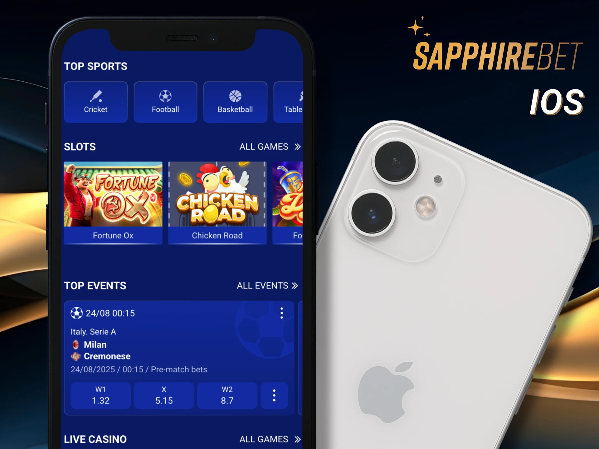 You can place bets on sports from your iPhone after installation the Sapphirebet app.