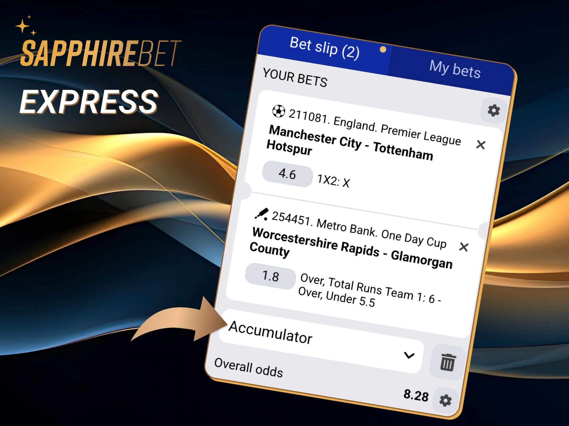 You can also place express bets in the Sapphirebets sportsbook.