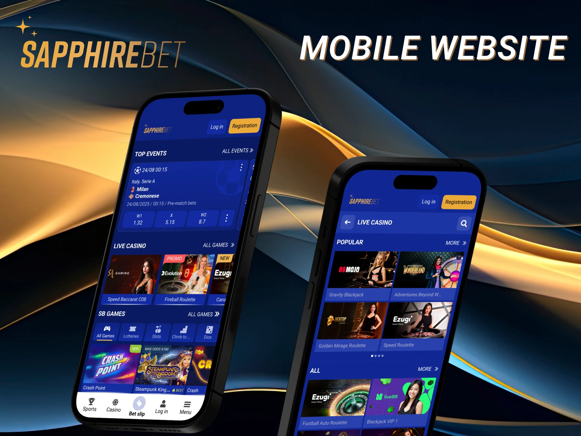 Get access to Sapphirebet via your mobile browser.