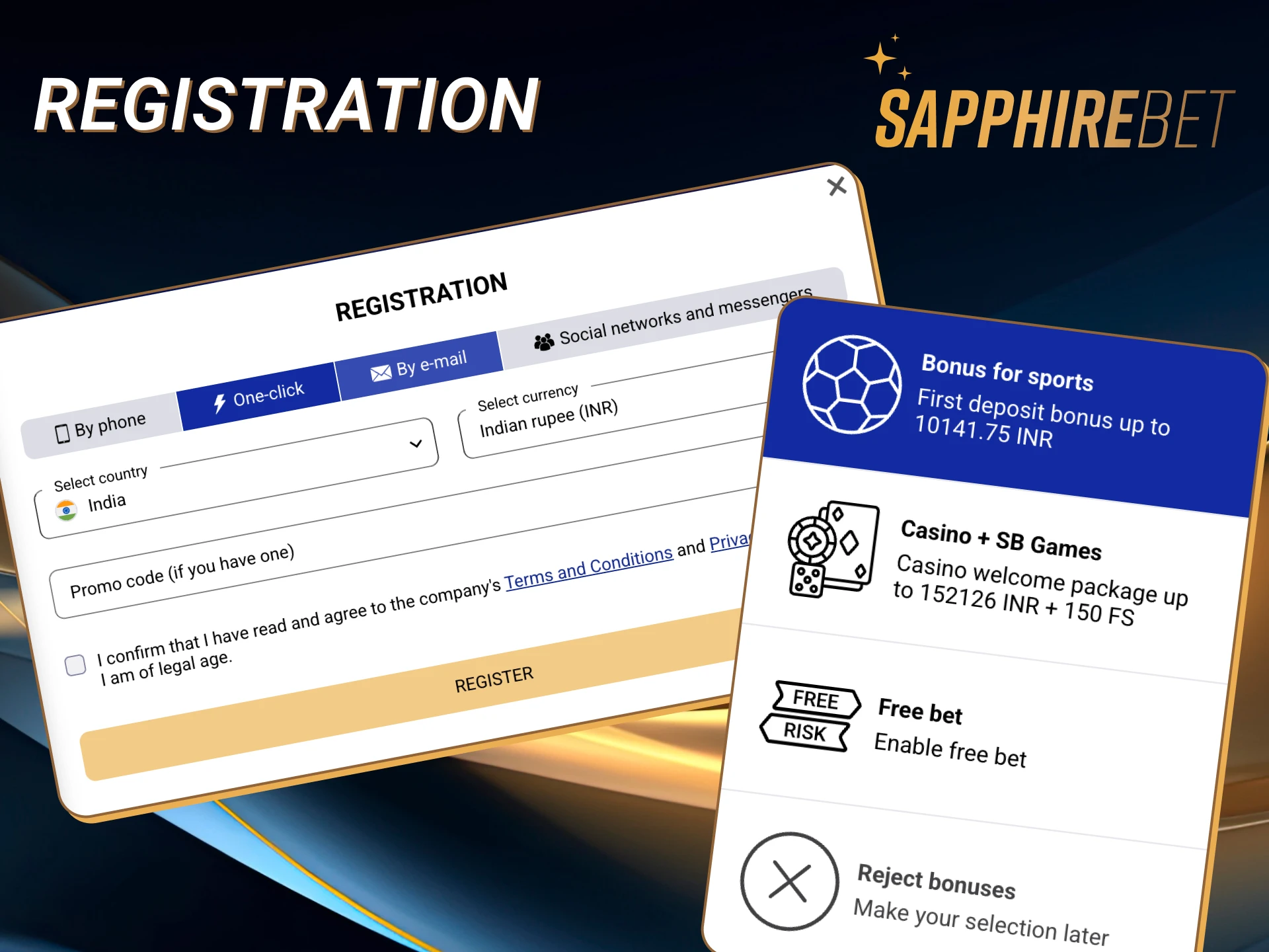 Sign up for Sapphirebet with your personal details.