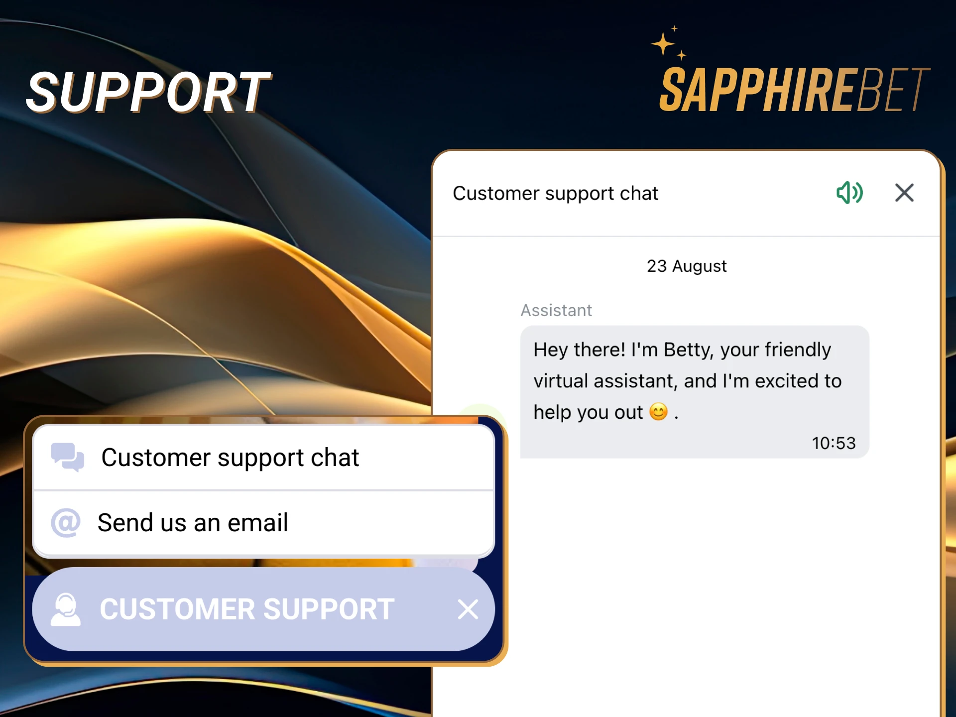 You can always contact the Sapphirebet support team if you have questions.