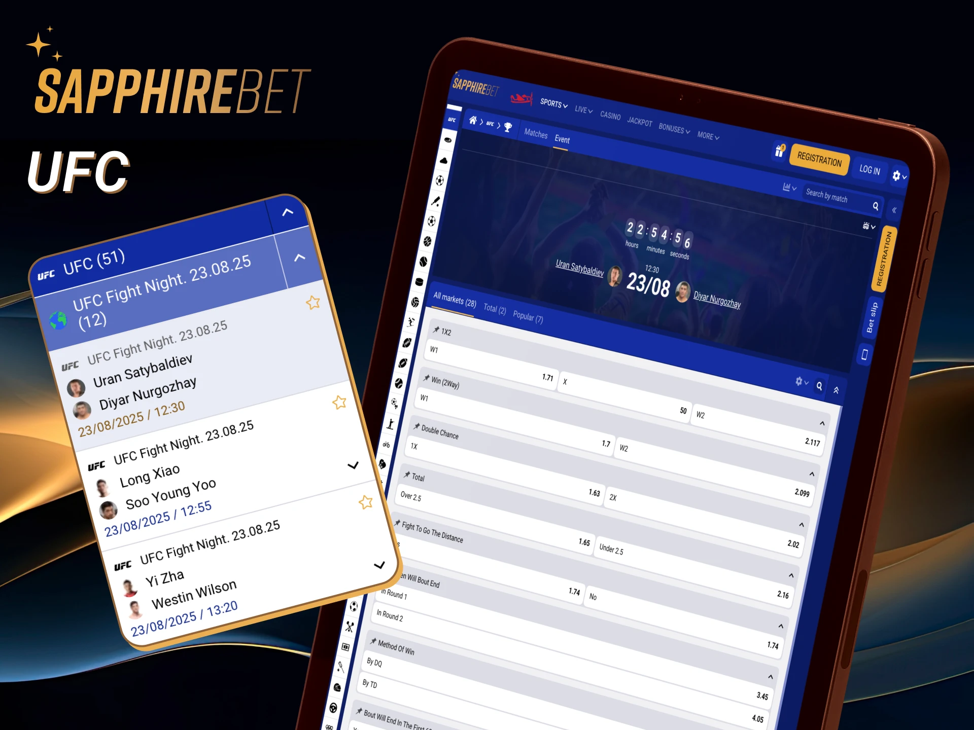 You can also place bets on the UFC fights.