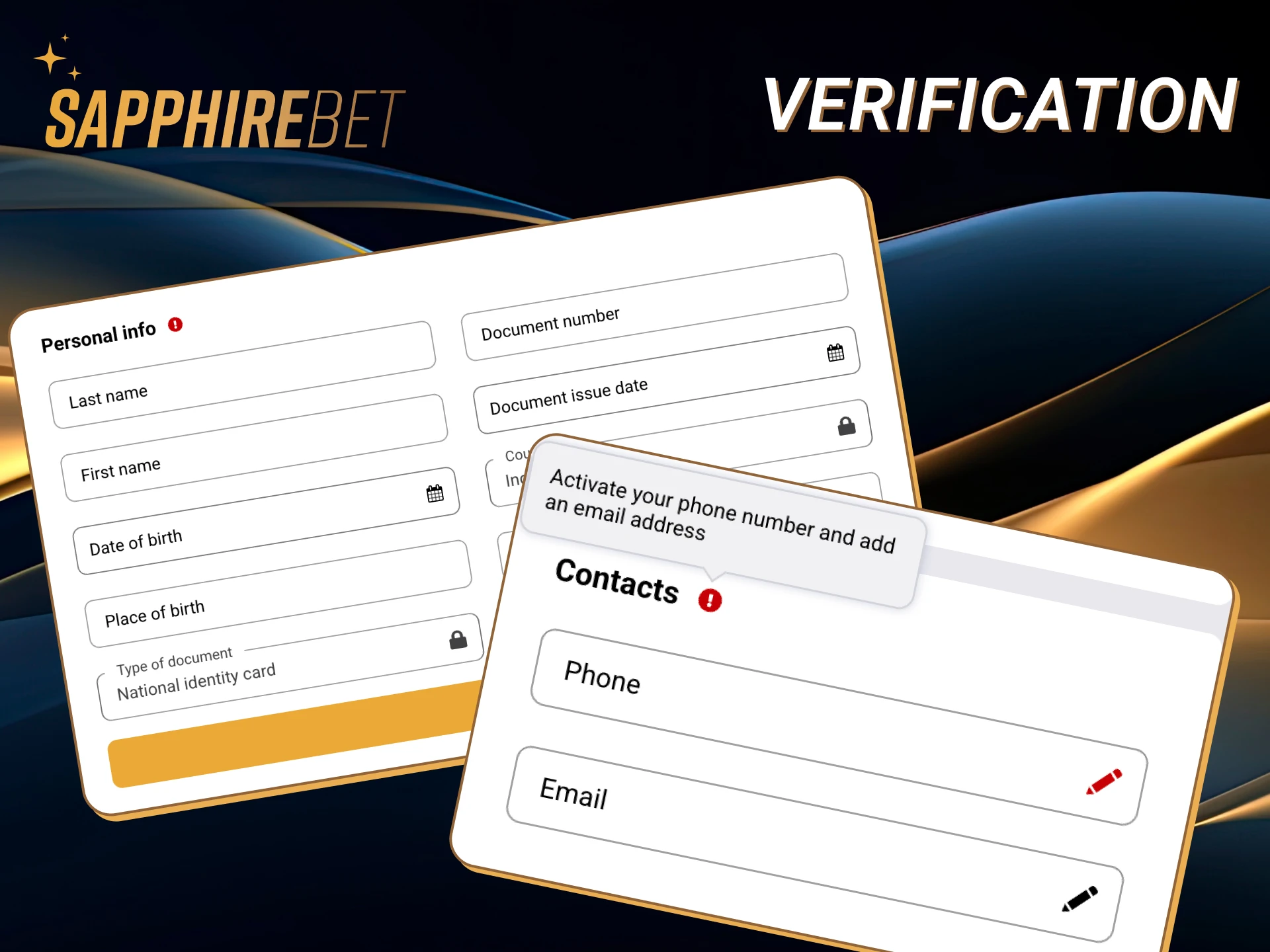 Verify your account on Sapphirebet to protect it.